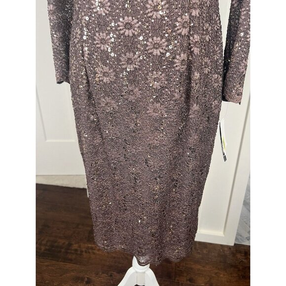 Alex Evenings Brown Lace Sequin Dress & Jacket NWT Sz 12 Formal/Wedding/Cocktail - Picture 13 of 15